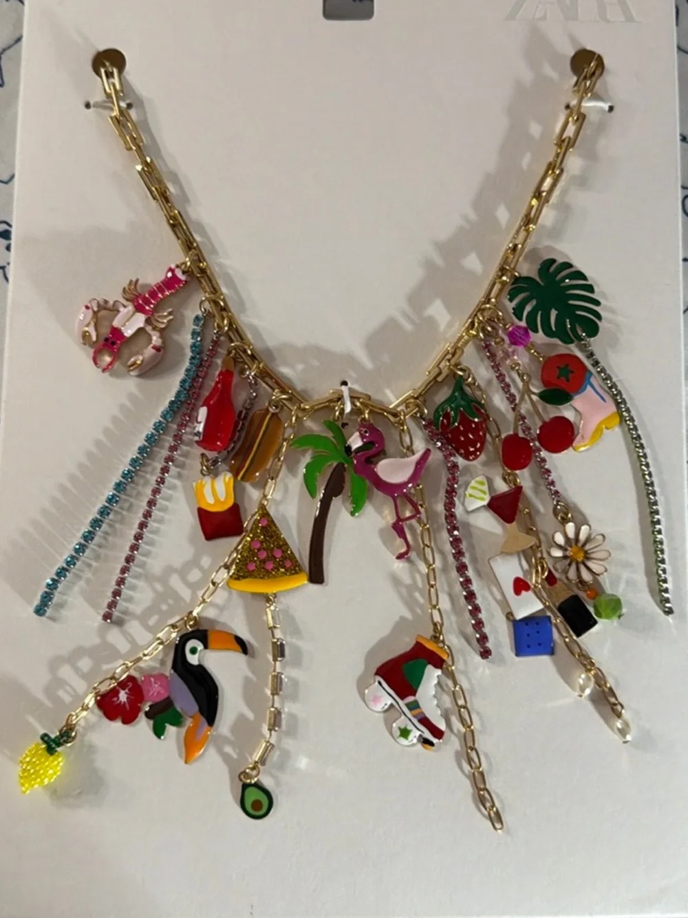 Zara charm link necklace, tropical